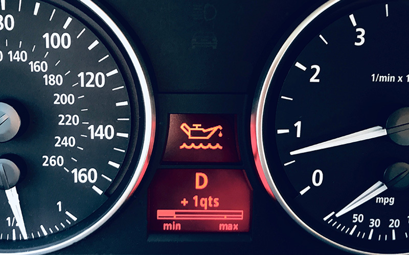 Dashboard warning lights inside a vehicle